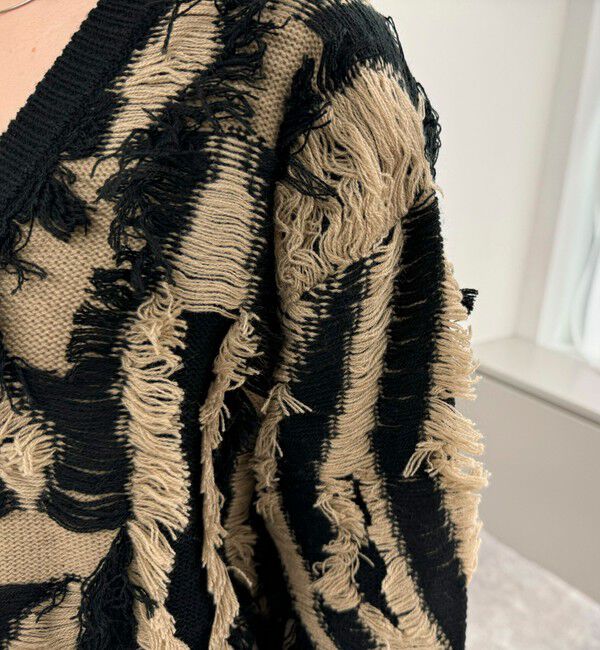 fredy emue「カットフリンジジャガード2WAY カーディガン」|ニット・セーター|