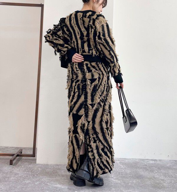 fredy emue「カットフリンジジャガード2WAY カーディガン」|ニット・セーター|