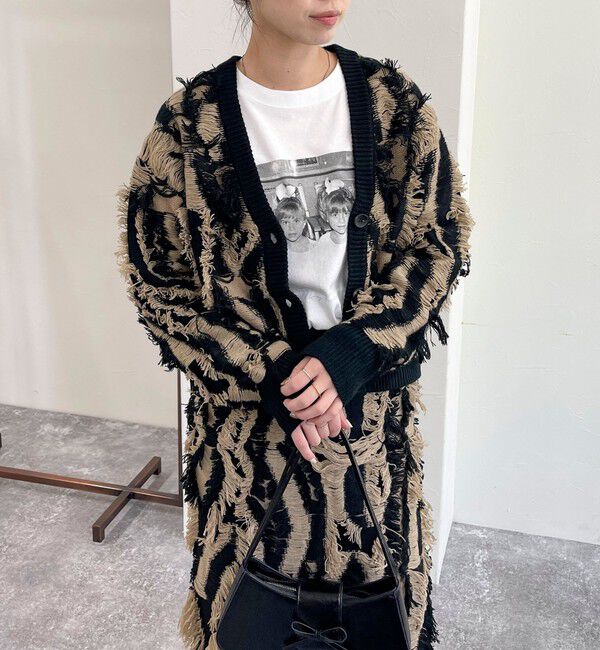 fredy emue「カットフリンジジャガード2WAY カーディガン」|ニット・セーター|