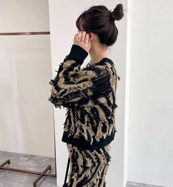 fredy emue「カットフリンジジャガード2WAY カーディガン」|ニット・セーター|