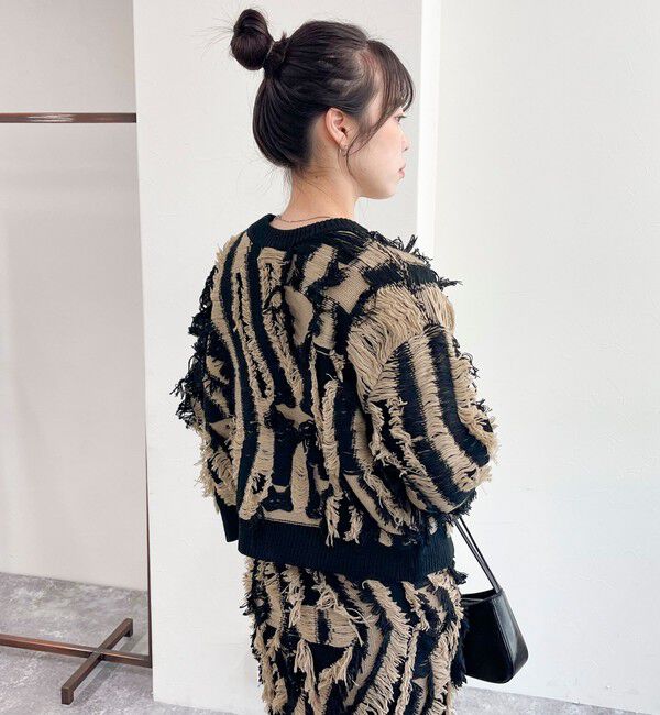 fredy emue「カットフリンジジャガード2WAY カーディガン」|ニット・セーター|