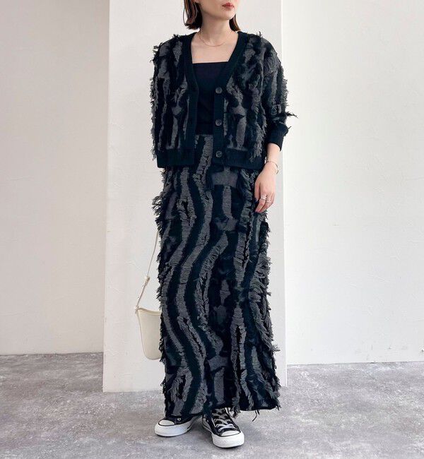 fredy emue「カットフリンジジャガード2WAY カーディガン」|ニット・セーター|