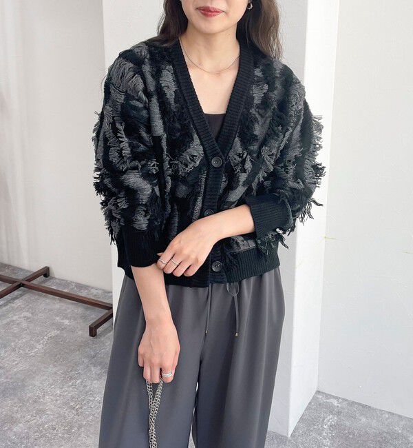 fredy emue「カットフリンジジャガード2WAY カーディガン」|ニット・セーター|