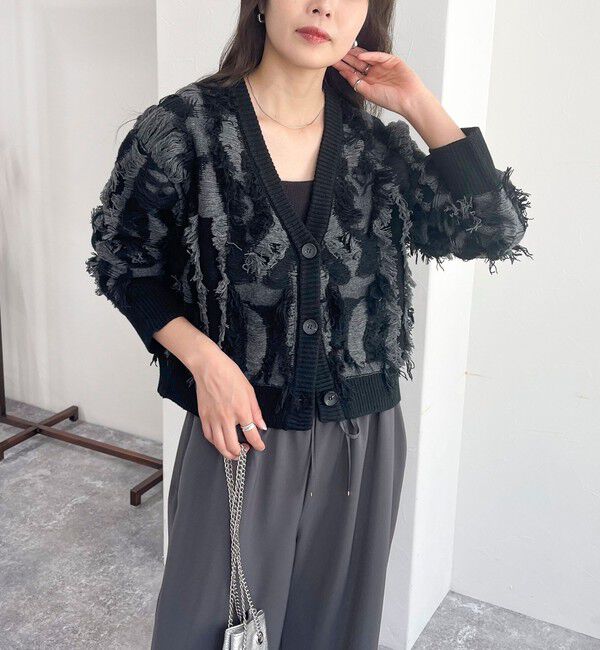 fredy emue「カットフリンジジャガード2WAY カーディガン」|ニット・セーター|