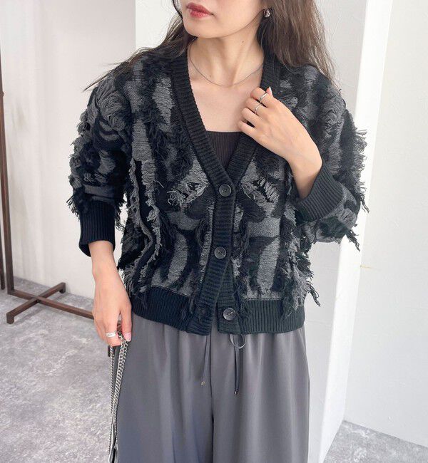 fredy emue「カットフリンジジャガード2WAY カーディガン」|ニット・セーター|