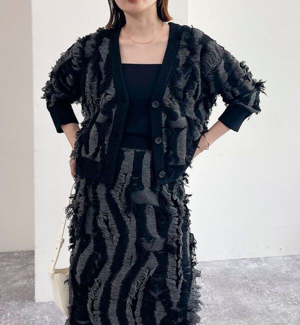 fredy emue「カットフリンジジャガード2WAY カーディガン」|ニット・セーター|