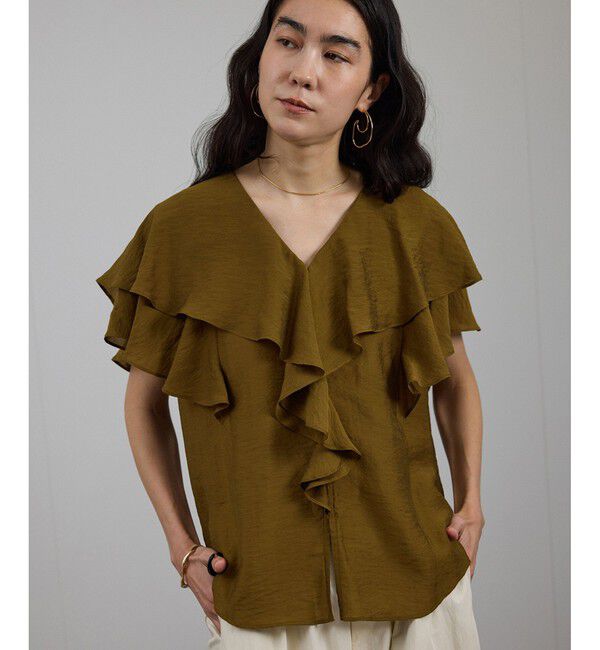 SALON adam et rope'「シルクブレンドラッフルカラーブラウス」|シャツ・ブラウス|