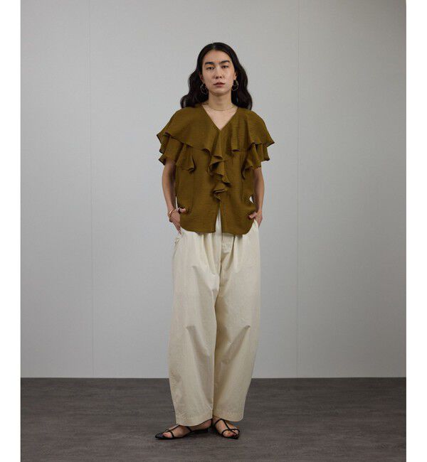 SALON adam et rope'「シルクブレンドラッフルカラーブラウス」|シャツ・ブラウス|