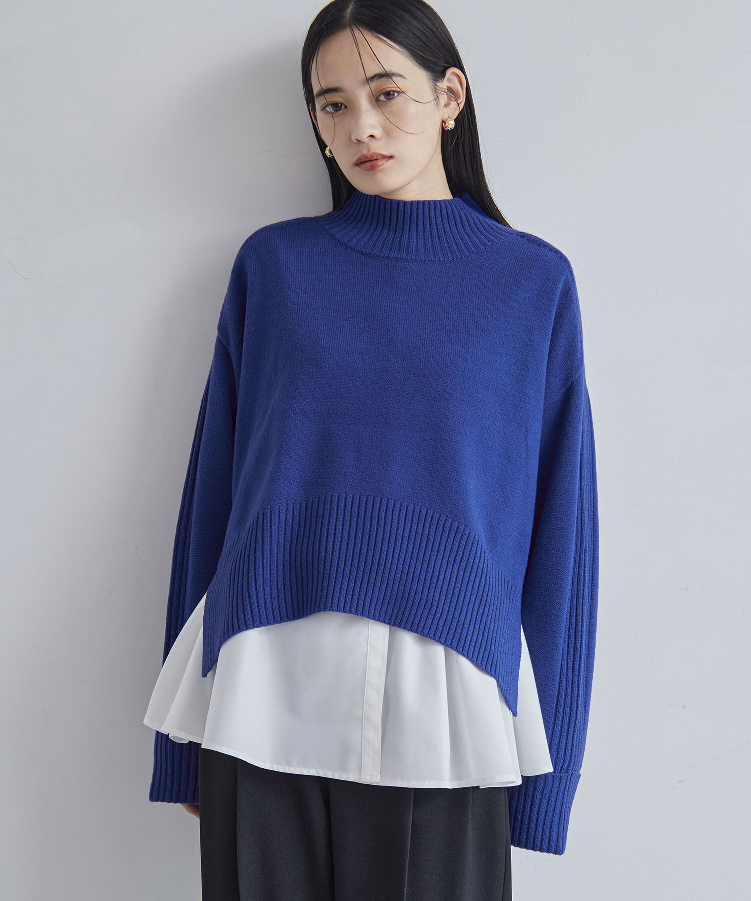 VIS「【アンチピリング/洗える】サイドスリットニットプルオーバー【WEB限定カラー】」|ニット・セーター|