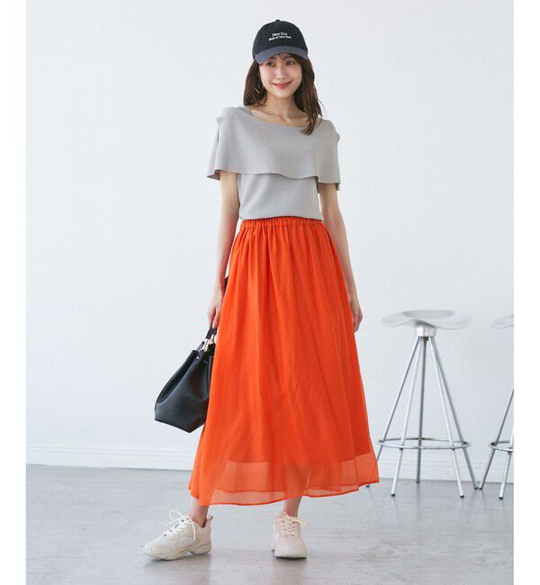 Rope&rsquo;Picnic「エアリーシアーギャザーロングスカート」|スカート|