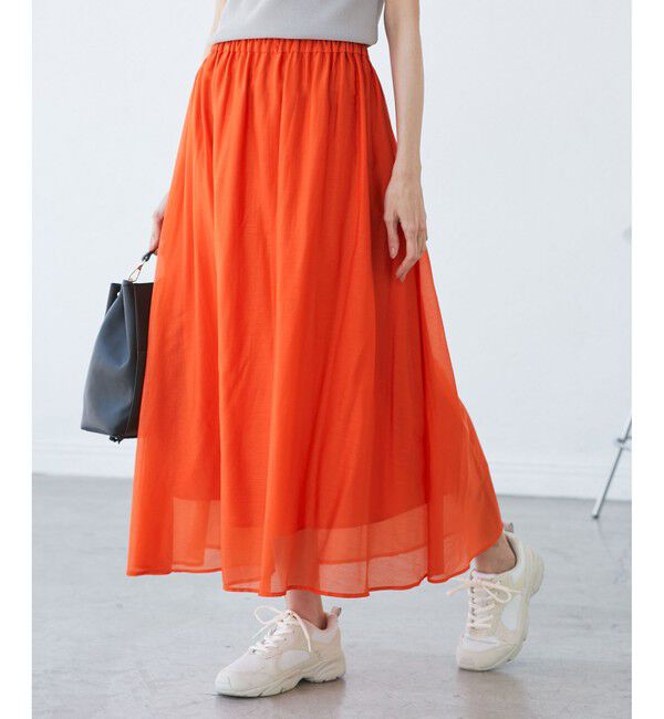 Rope&rsquo;Picnic「エアリーシアーギャザーロングスカート」|スカート|オレンジ(70)