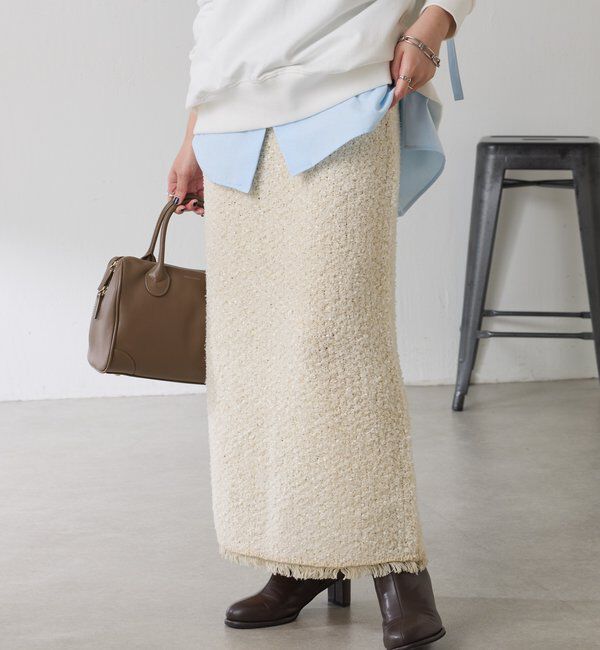  「ツイードライクニットスカート」|スカート|ベージュ