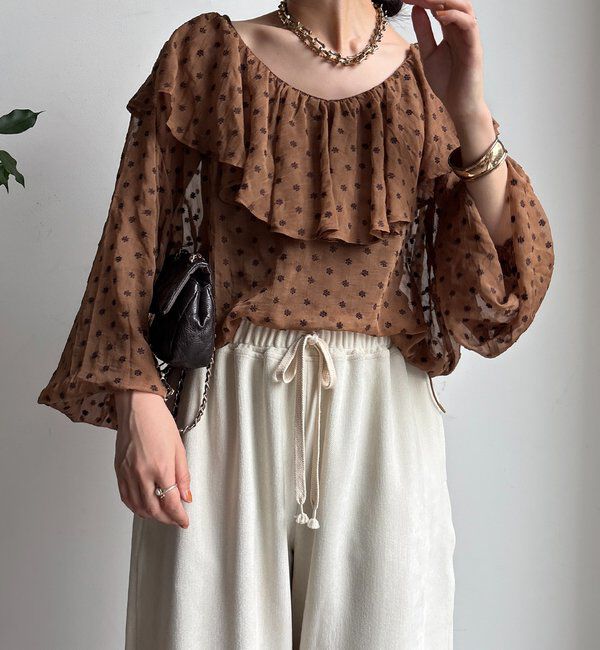  「フラワー刺繍フリルブラウス」|シャツ・ブラウス|