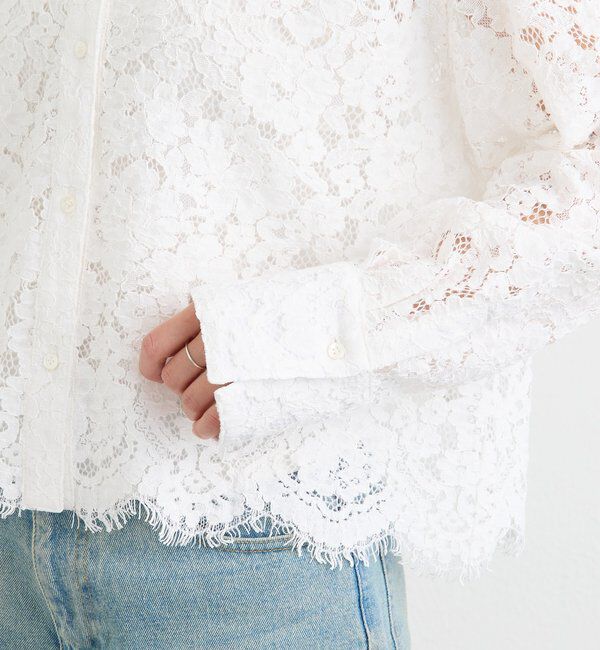  「予約【女性らしい抜け感】レースクロップドシャツ」|シャツ・ブラウス|