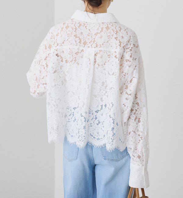  「予約【女性らしい抜け感】レースクロップドシャツ」|シャツ・ブラウス|