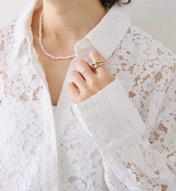  「予約【女性らしい抜け感】レースクロップドシャツ」|シャツ・ブラウス|