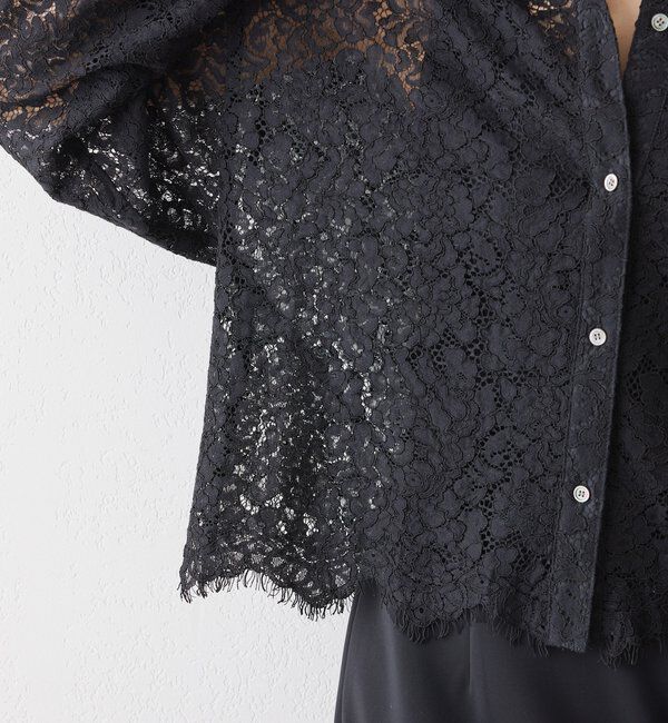  「予約【女性らしい抜け感】レースクロップドシャツ」|シャツ・ブラウス|