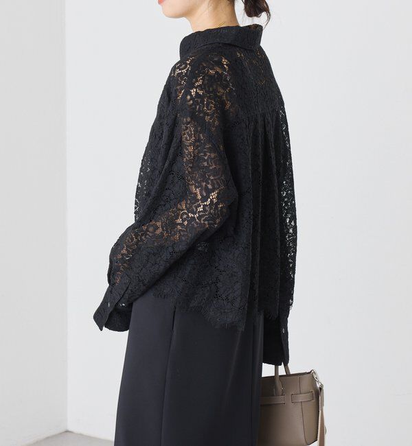  「予約【女性らしい抜け感】レースクロップドシャツ」|シャツ・ブラウス|