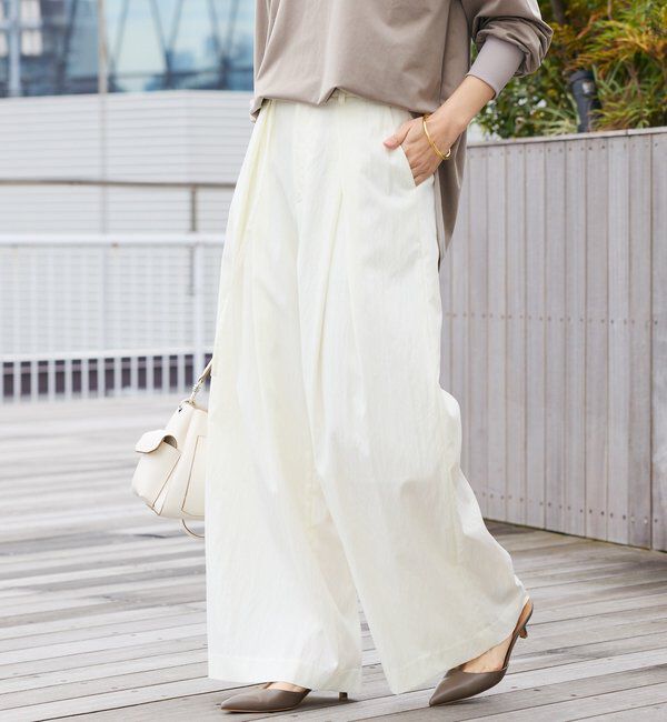  「予約【美シルエット】クロスタックワイドパンツ」|チノ|