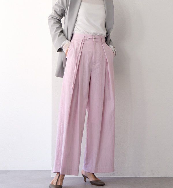  「予約【美シルエット】クロスタックワイドパンツ」|チノ|