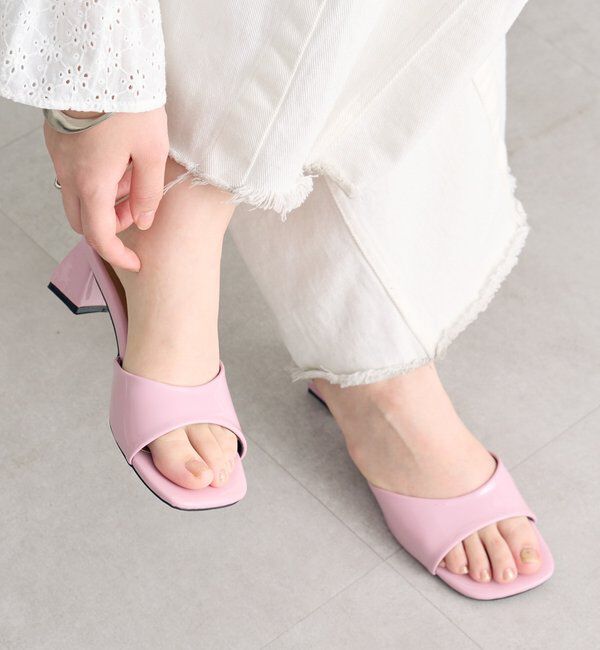  「スクエアトゥヒールサンダル」|サンダル|