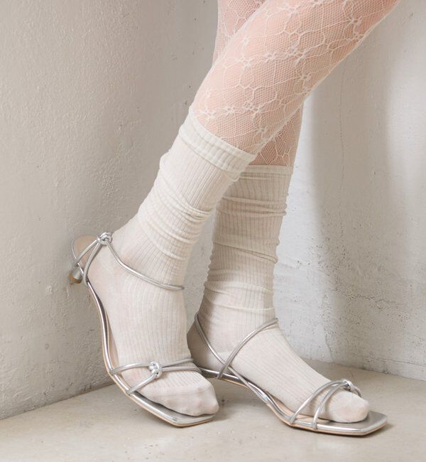  「クロスストラップヒールサンダル」|サンダル|シルバー