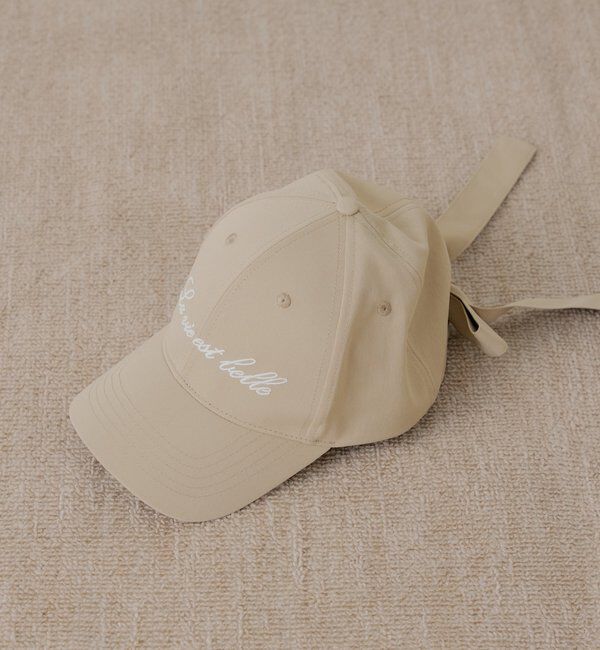  「バックリボン刺繍キャップ」|ハット|ベージュ