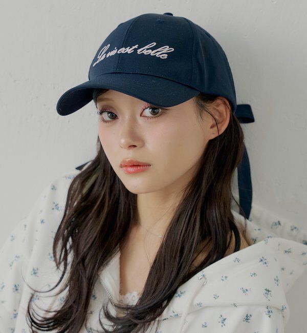  「バックリボン刺繍キャップ」|ハット|