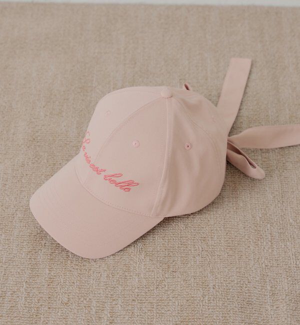  「バックリボン刺繍キャップ」|ハット|ピンク