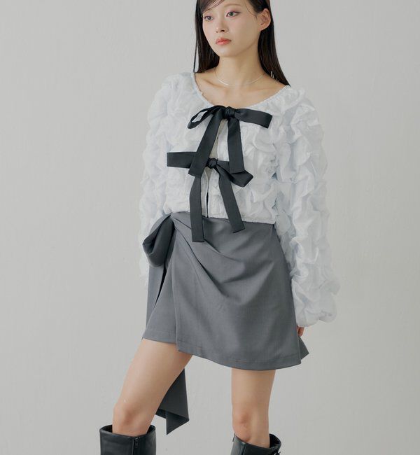  「【SALON by Chico】リボンラップスカート+スラックスハーフパンツ」|チノ|