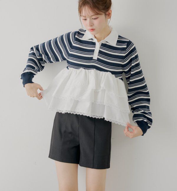  「【SALON by Chico】リボンラップスカート+スラックスハーフパンツ」|チノ|