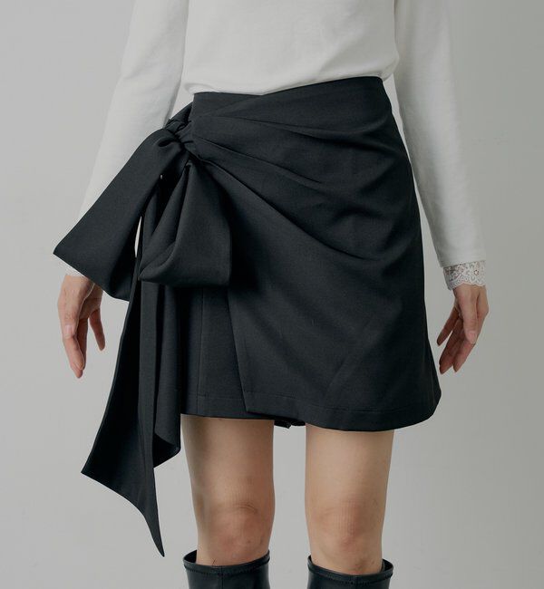  「【SALON by Chico】リボンラップスカート+スラックスハーフパンツ」|チノ|