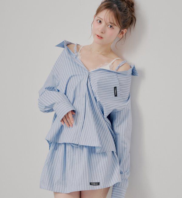  「【セットアップ対応】2wayルーズシャツ」|シャツ・ブラウス|ブルーその他2