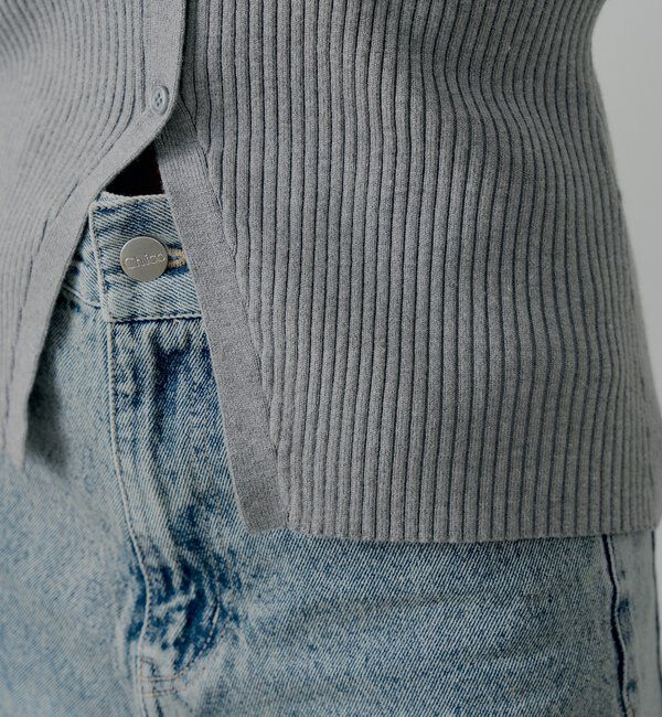  「【SALON by Chico】フラワーレースオフショルリブデザインニット」|カーディガン|