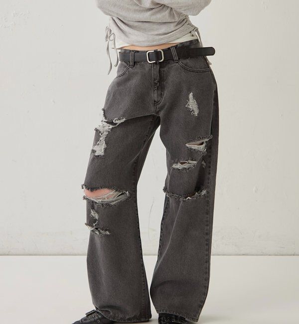  「BOLD DISTRESSED DENIM」|デニム|ブラック