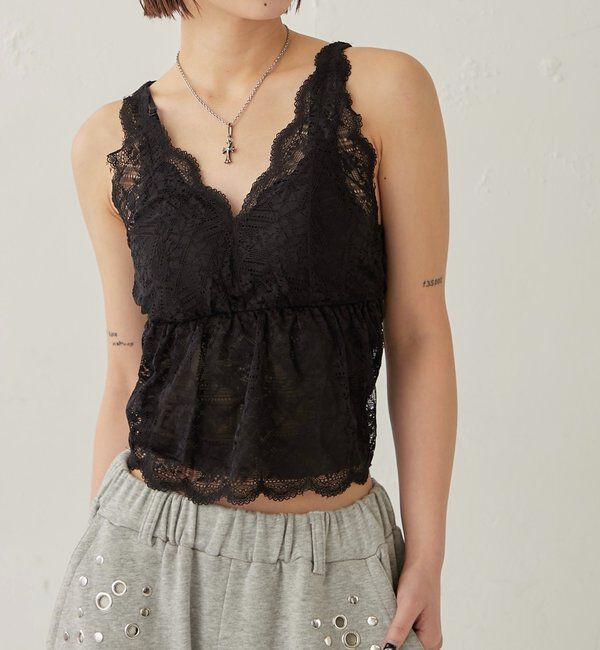  「SCALLOP LACE CAMI 」|キャミソール|ブラック