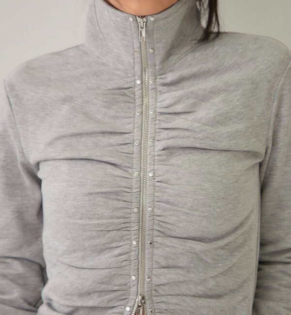  「STUDDED ZIP GATHERED TOP」|Tシャツ・カットソー|