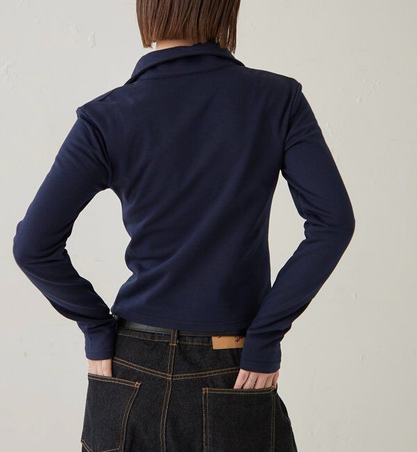  「STUDDED ZIP GATHERED TOP」|Tシャツ・カットソー|