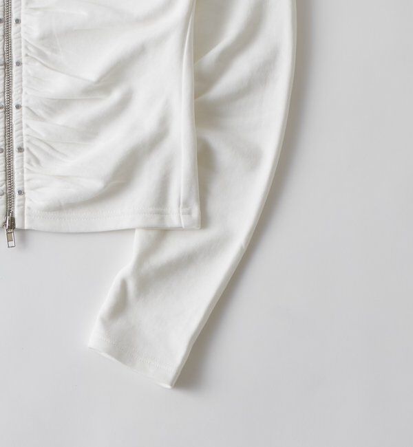  「STUDDED ZIP GATHERED TOP」|Tシャツ・カットソー|