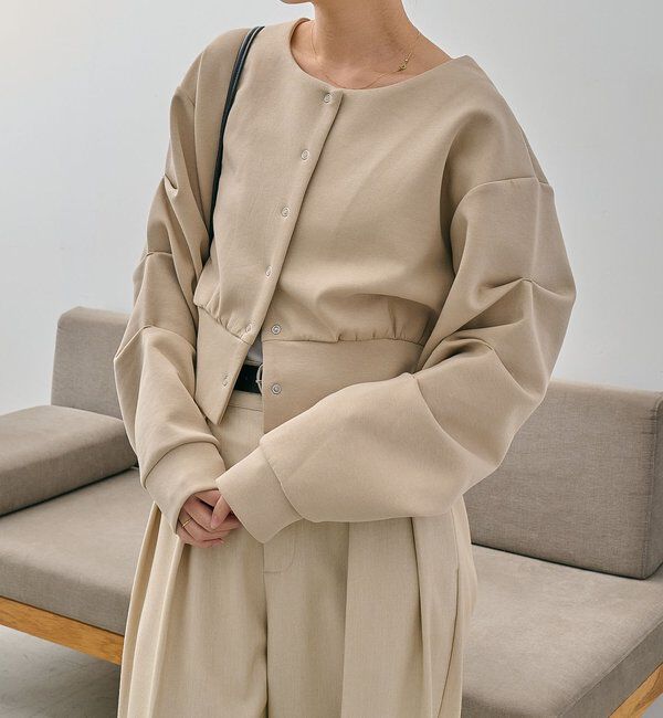  「ダンボールタックスリーブカーディガン」|Tシャツ・カットソー|ベージュ