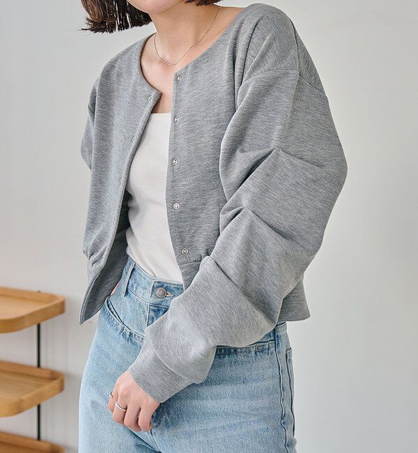  「ダンボールタックスリーブカーディガン」|Tシャツ・カットソー|グレー