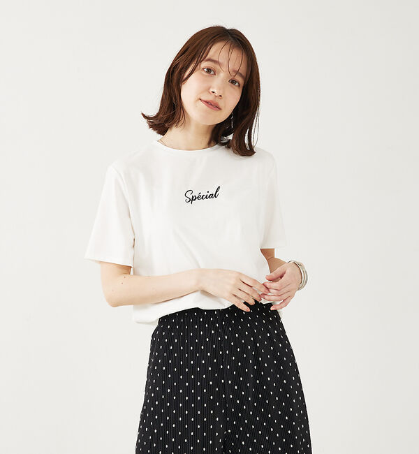 abahouse mavie「ロゴ＆刺繍コンパクトT」|Tシャツ・カットソー|