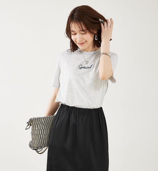 abahouse mavie「ロゴ＆刺繍コンパクトT」|Tシャツ・カットソー|