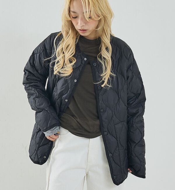 NOMINE「【TAION】キルティングクルーネック ダウンジャケット / ブルゾン」|ダウン|ブラック