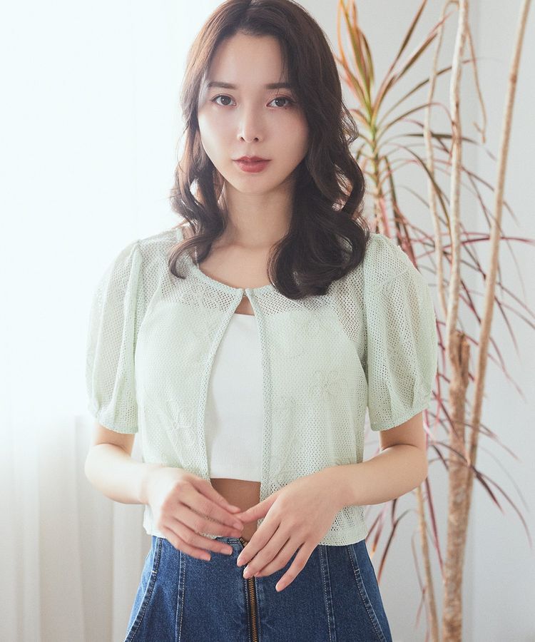 earth music&ecology「フラワーコード刺繍カーディガン」|カーディガン|