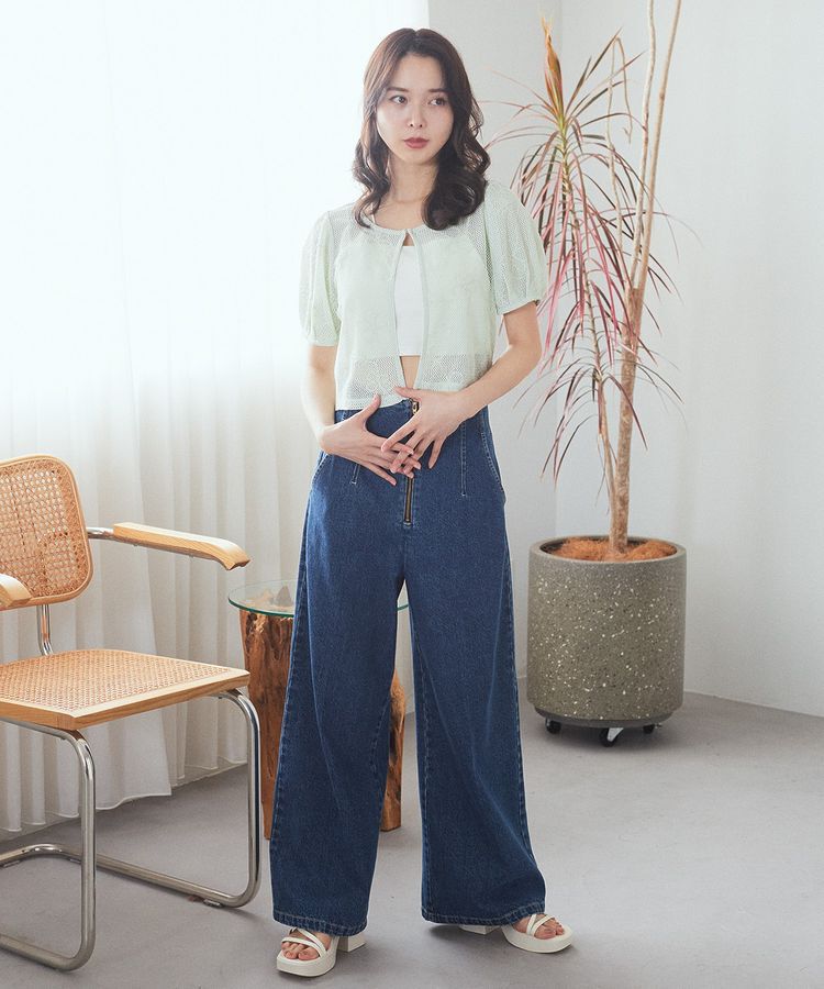 earth music&ecology「フラワーコード刺繍カーディガン」|カーディガン|