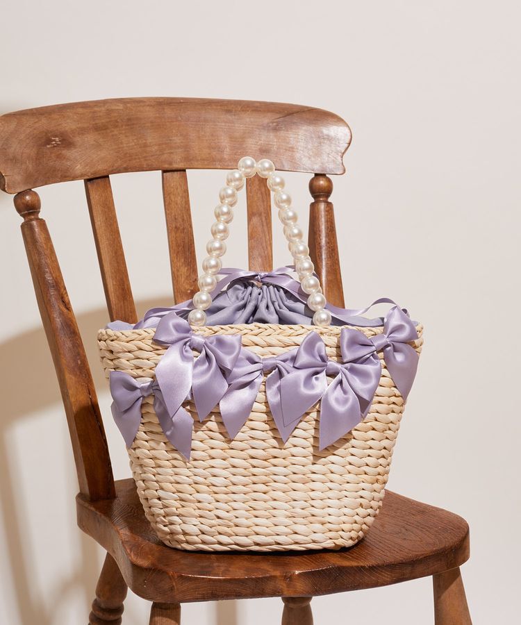 Maison de FLEUR「EC限定パールハンドルリボンカゴバッグ」|ハンドバッグ|