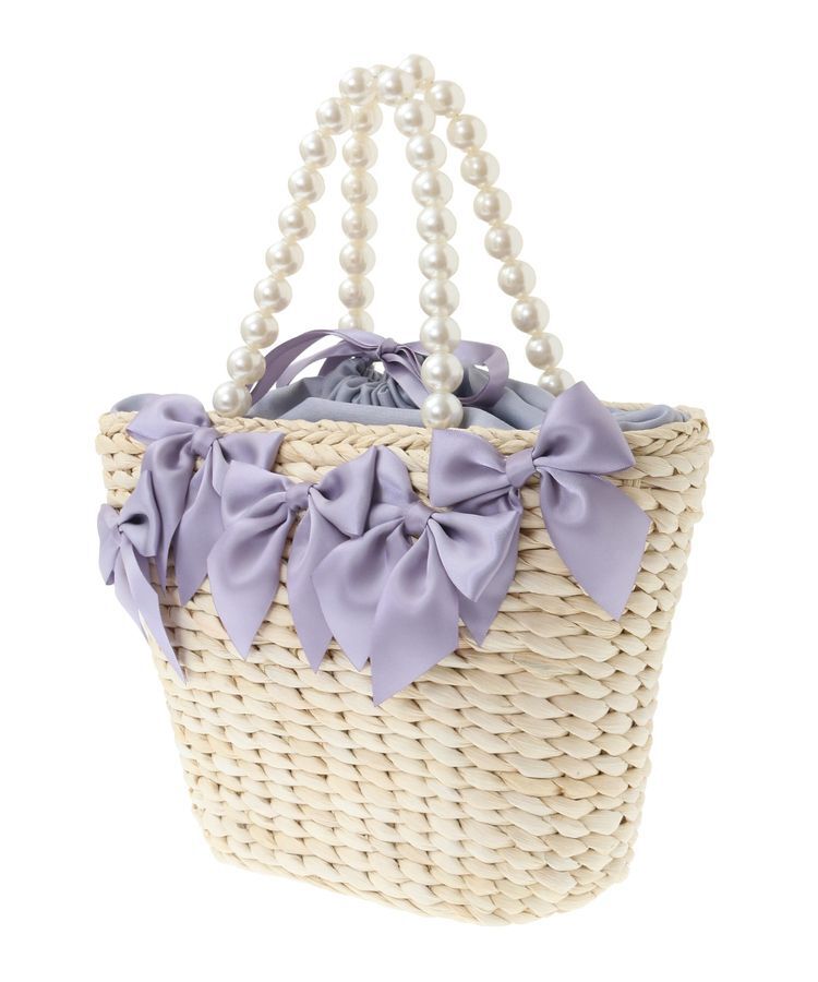 Maison de FLEUR「EC限定パールハンドルリボンカゴバッグ」|ハンドバッグ|