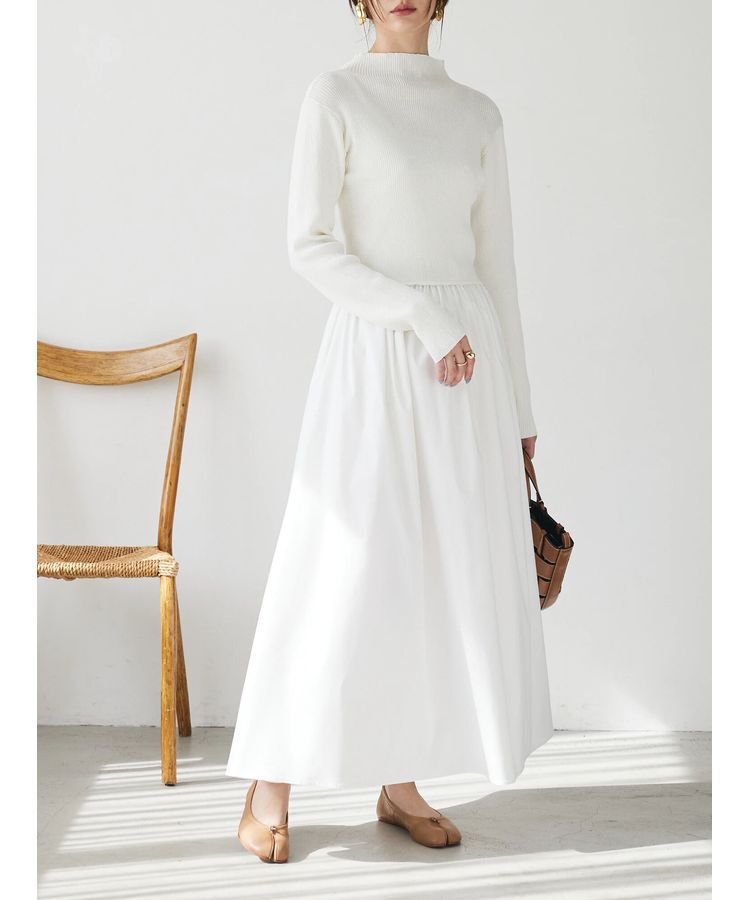 AnriettMusee「リブニットドッキングワンピース」|ワンピース|Off White