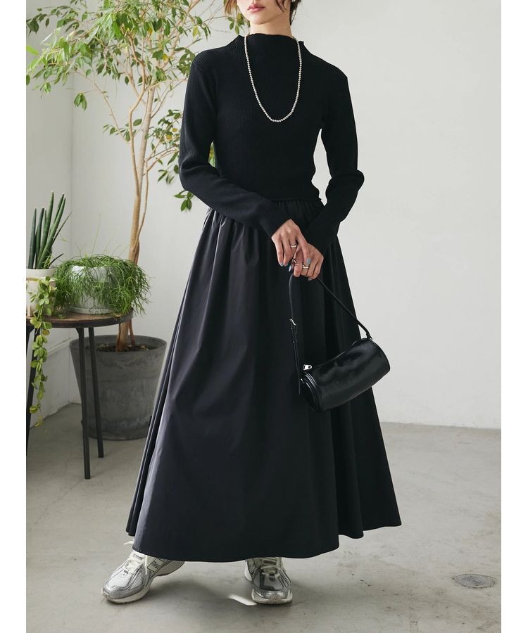 AnriettMusee「リブニットドッキングワンピース」|ワンピース|